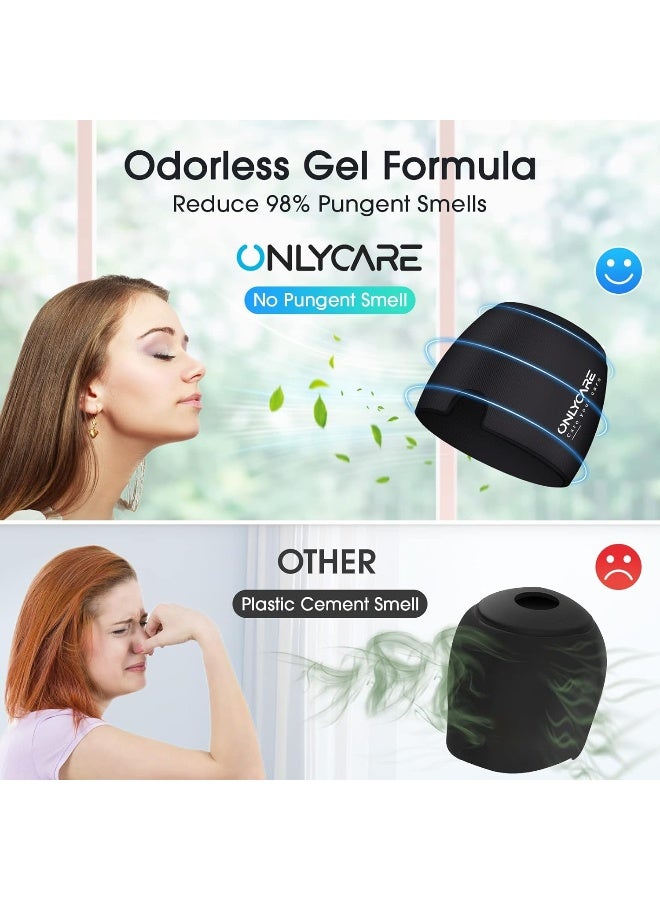 ONLYCARE Migraine Relief Cap, Upgraded Odorless Migraine Ice Head Wrap, Headache Relief Hat for Migraine, Black & Purple - Image 2